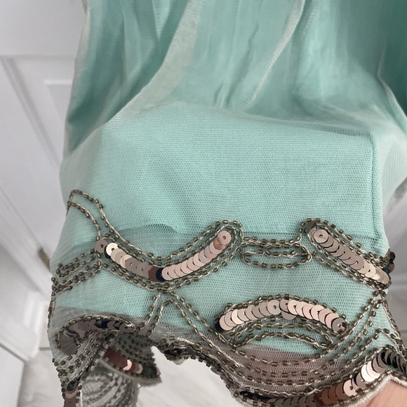 Gather Beauty Green Embellished Dress Sz 6 - Picture 8 of 16